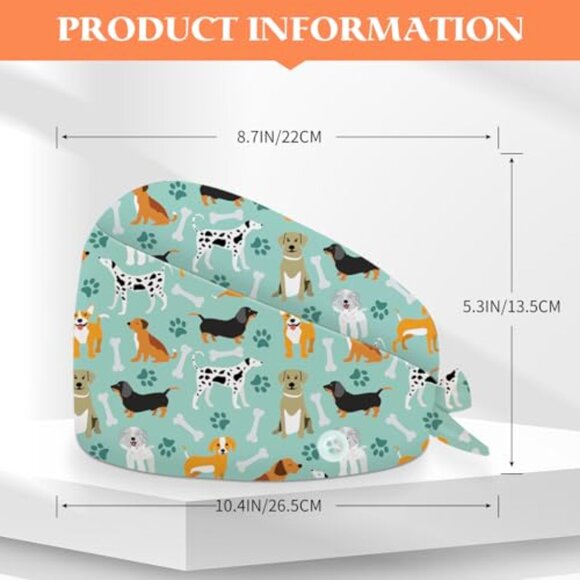 Adjustable Scrub Cap with Sweatband Unisex Nurse Surgical Hat Elastic Tie Back main image 7